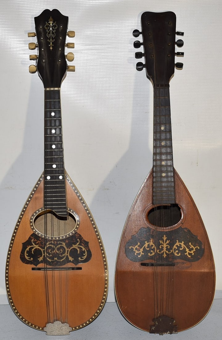 2 MELON BACK MANDOLINS, (INCL. FAIRBANKS BOSTON): LOT (2) MELON BACK MANDOLINS, 19/20TH C. (INCL. FAIRBANKS BOSTON)