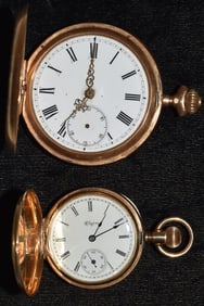 (2) VICTORIAN 14KT YELLOW GOLD POCKET WATCHES, ELGIN