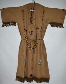 AMERICAN INDIAN BEADED/STITCHED DRESS, 20TH C.