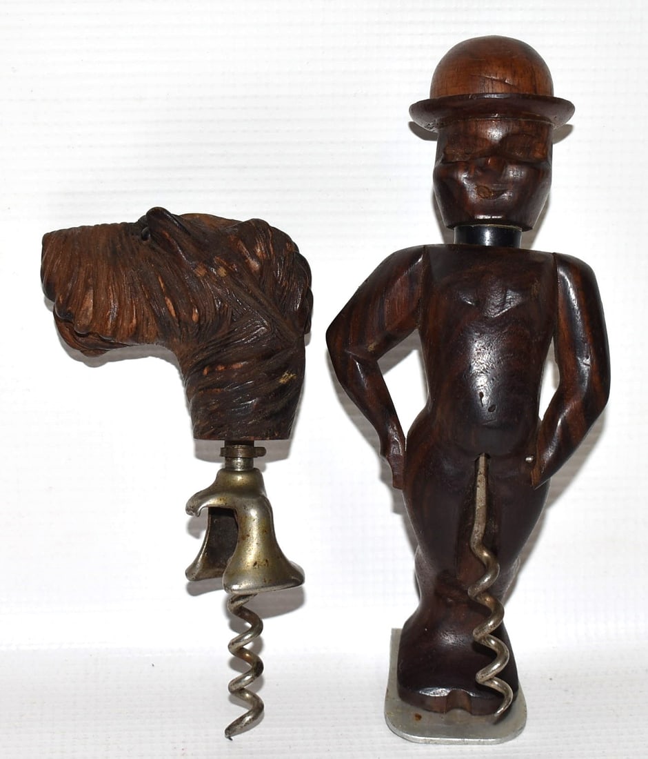 (2) FIGURAL CORK SCREWS INCL. MAN/DOG (SCOTTIE) 20TH C. (1 of 7)
