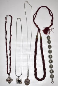 ASST. COSTUME JEWELRY INCL. GARNET, AM. INDIAN STERLING