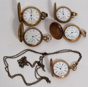 LOT (5) ASSORTED LADIES PENDANT WATCHES, 19TH C.