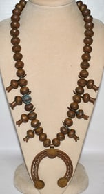RARE FOLK ART AMERICAN INDIAN SQUASH BLOSSOM NECKLACE