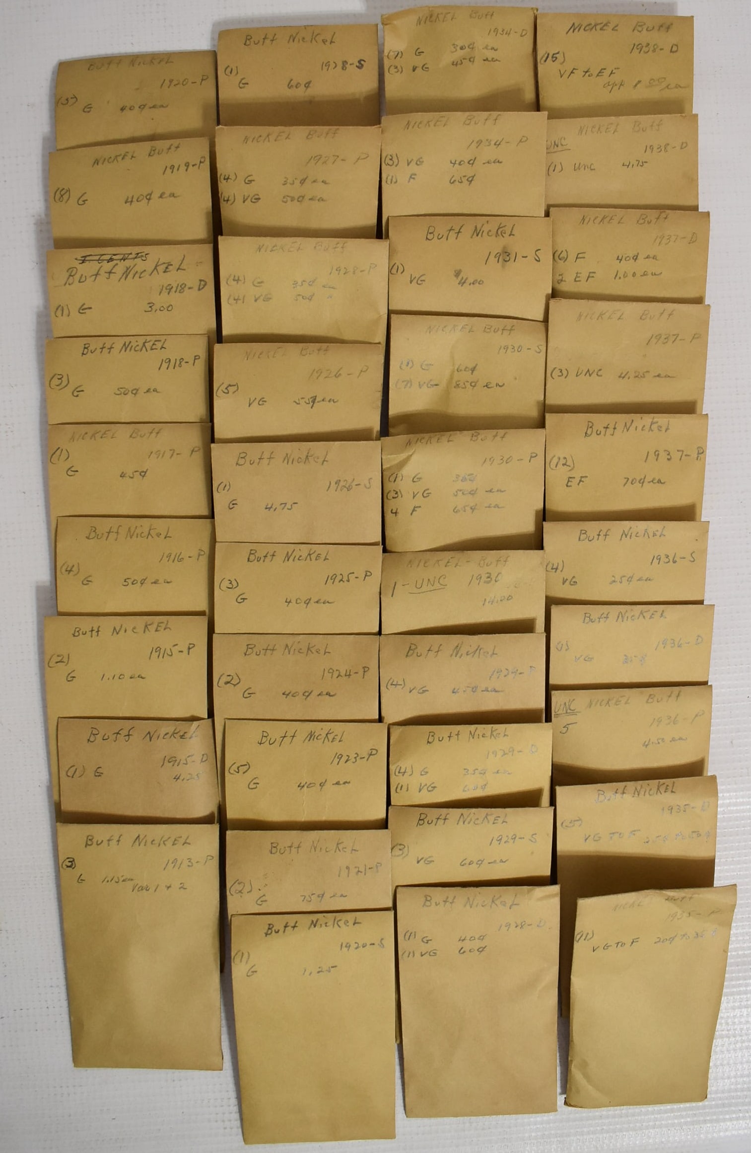 ASSORTED INDIAN HEAD/BUFFALO NICKELS, 1913-1938 (1 of 8)