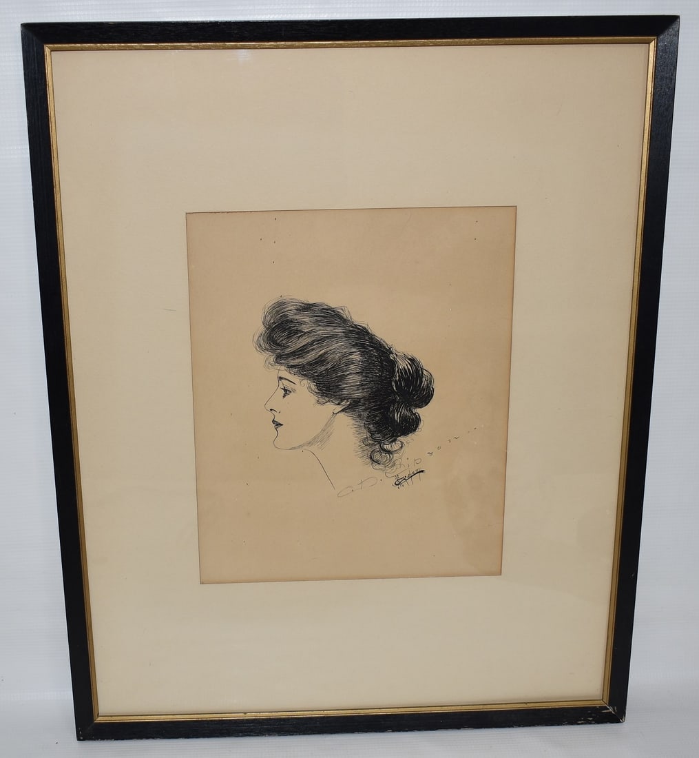 P/I PROFILE OF WOMAN SIGNED C.D. GIBSON (CHARLES DANA) (1 of 5)