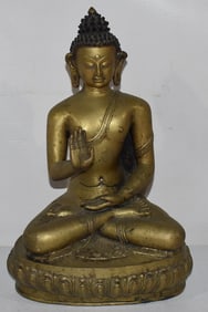 INDIA CAST BRASS/TIBETAN BUDDHA, 18/19TH C.