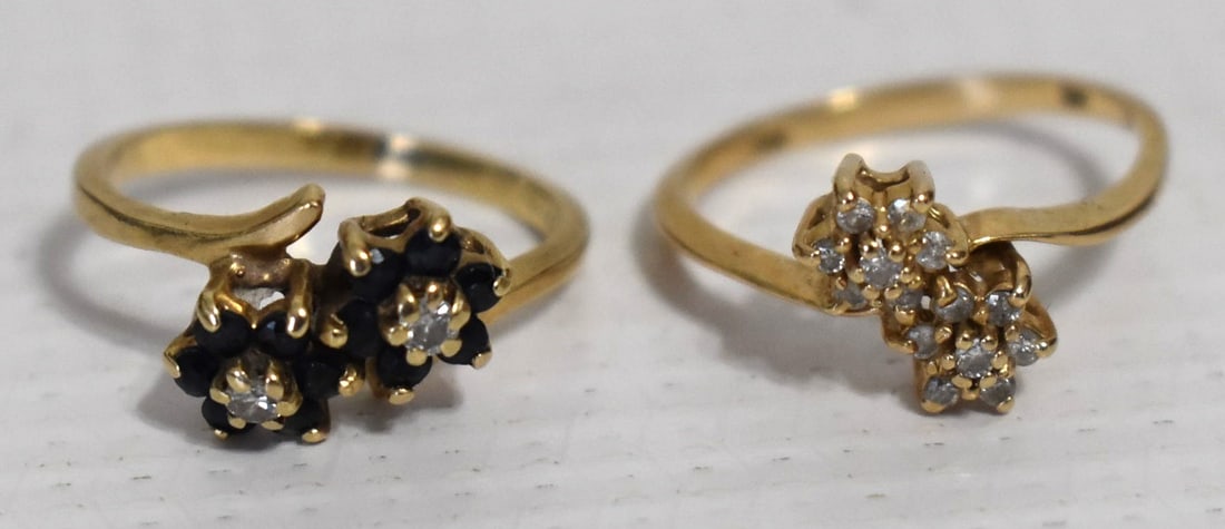 (2) 14KT YELLOW GOLD/DIAMOND/SAPPHIRE RINGS, 20TH C. (1 of 11)