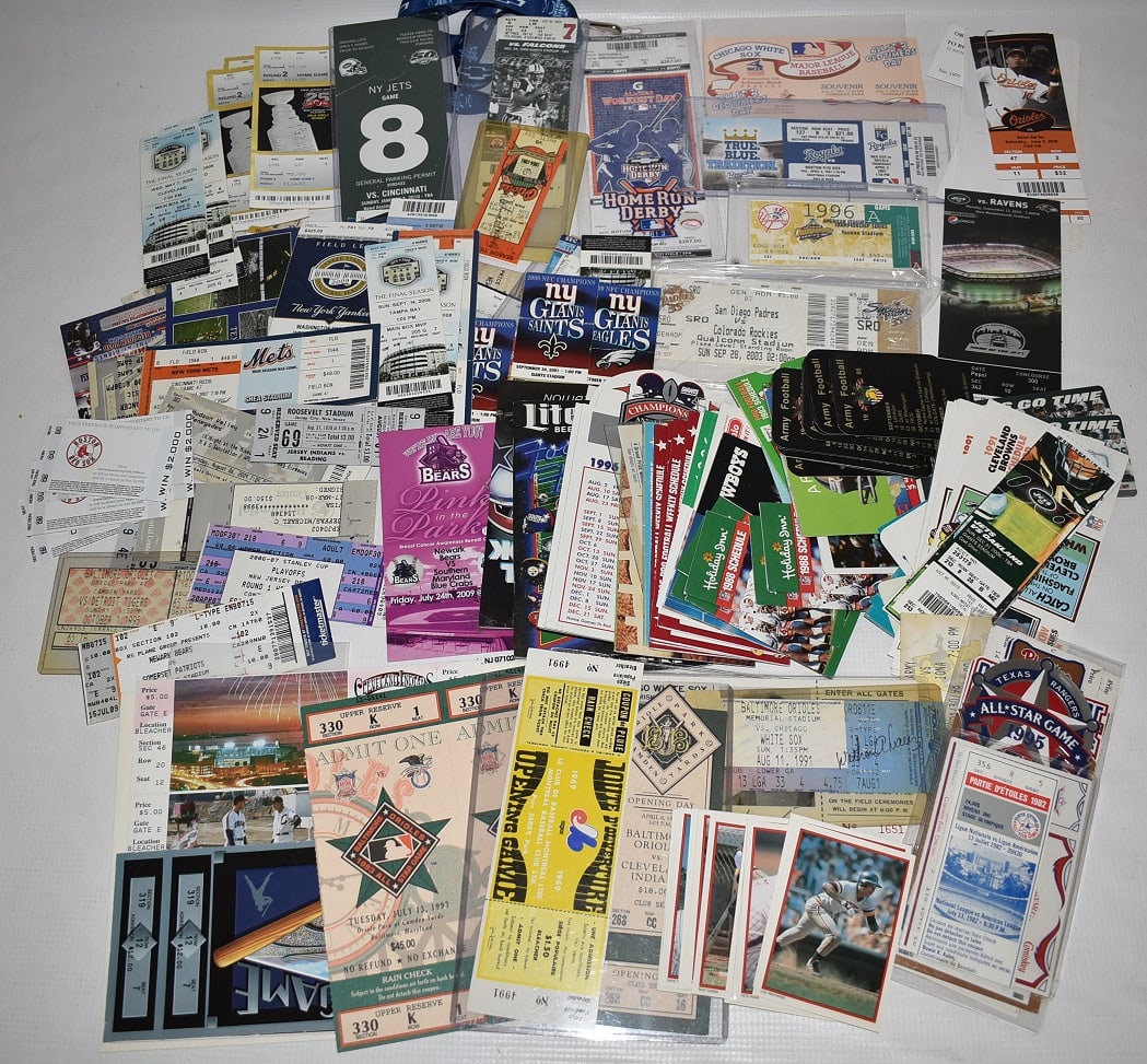 LARGE LOT ASSORTED BASEBALL TICKET STUBS, SCHEDULES (1 of 11)
