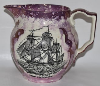 GRAY'S POTTERY COPPER LUSTRE PORC SHIP CAROLINA PITCHER