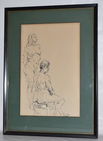 PEN/INK MALE & FEMALE NUDES SIGNED PHILIP REISMAN