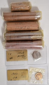 LOT ASSORTED ROLLED LINCOLN HEAD CENTS INCL. STEEL