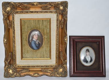 (2) H/P GERMAN MINIATURE PORTRAITS (FRAMED) 19/20TH C.