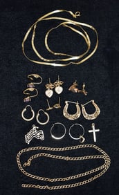 LOT ASST. 14KT YELLOW GOLD ESTATE FINDINGS, W. 9.3 DWT