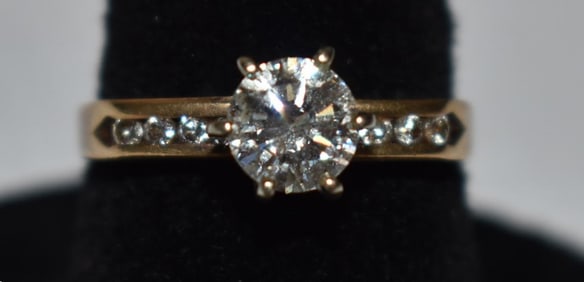 ART DECO 14KT YELLOW GOLD/DIAMOND RING, C. 1950