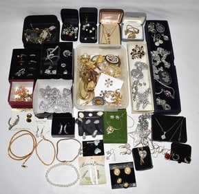 LARGE LOT ASSORTED COSTUME JEWELRY INCL. STERLING