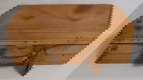 HARTMANN SADDLE LEATHER FITTED SUITCASE, C. 1960