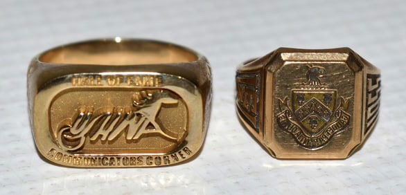 2 INCL. GOSHEN TROTTER HALL OF FAME 10KT YW GOLD RINGS