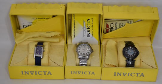 3 INVICTA CONTEMPORARY WRIST WATCHES, 21ST C., (BOXED)