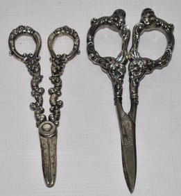 (2) INCL. STERLING FRUIT SHEARS & COIN SILVER, 19TH C.