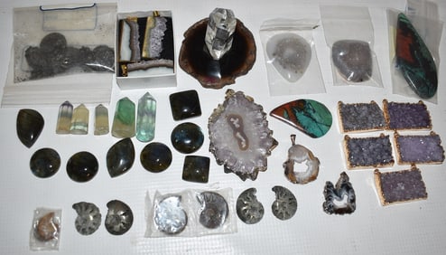 LOT ASSORTED MINERAL SPECIMENS/JEWELRY