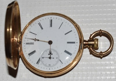 VICTORIAN 14KT YELLOW GOLD POCKET WATCH W/KEY MOVEMENT