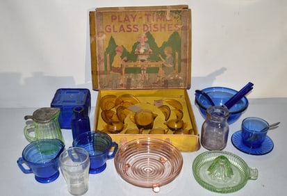 LOT ASSORTED MIXED GLASS INCL. COBALT, 20TH C.