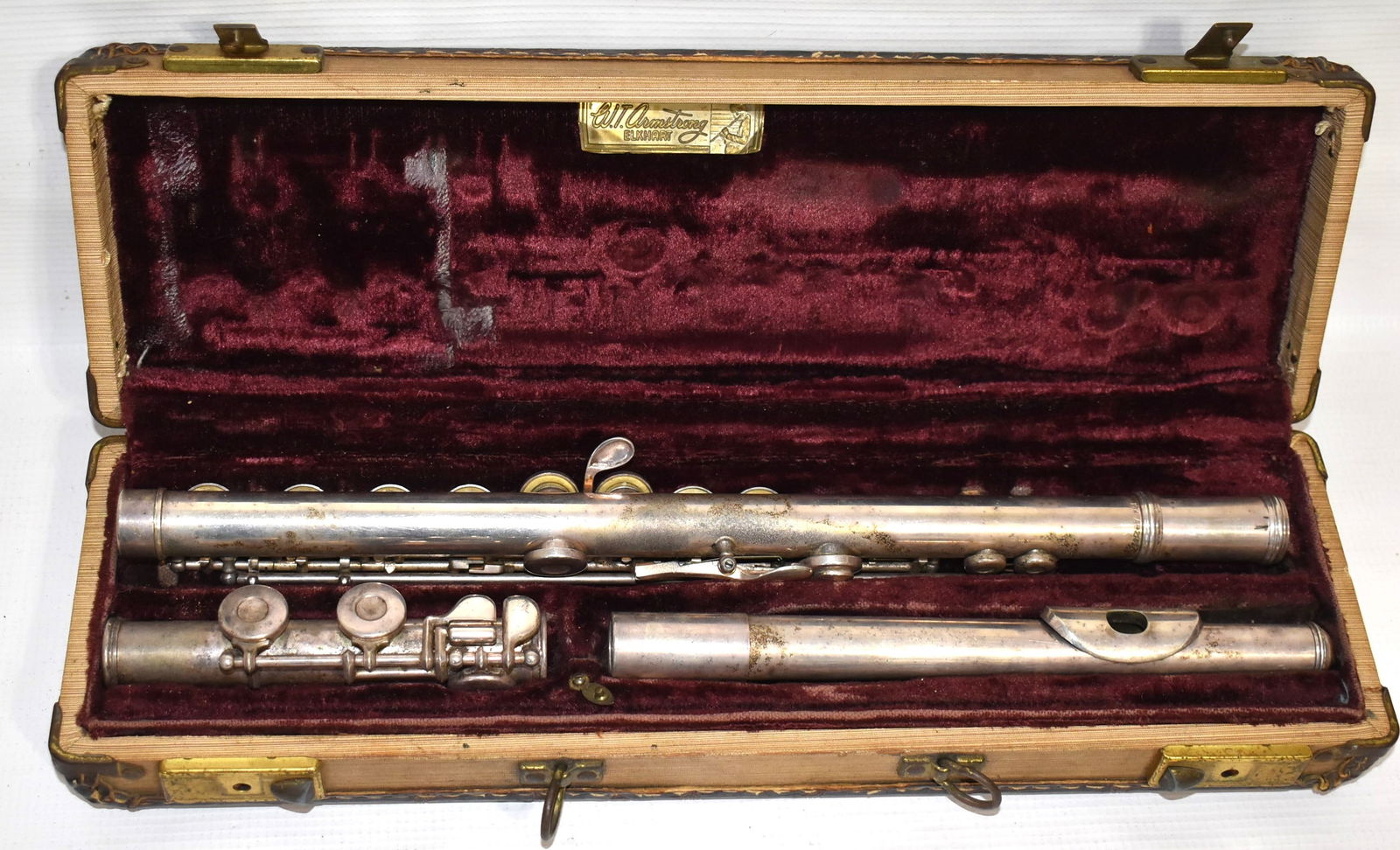 W.T. ARMSTRONG SILVERED FLUTE ELKHART, IN, C. 1950 (1 of 7)