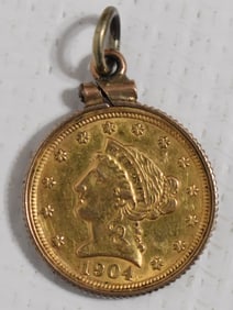 1904 LIBERTY QUARTER EAGLE GOLD CHARM/PENDANT