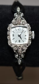 HAMILTON 14KT WHITE GOLD/DIAMOND LADIES WRIST WATCH