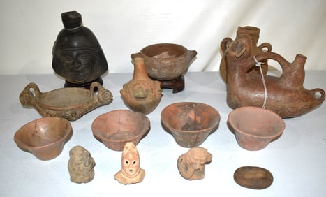 LOT ASSORTED MEZZO-AMERICAN POTTERY INCL. FIGURAL/POTS