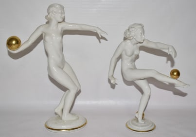 (2) HUTSCHENREUTHER PORCELAIN NUDES W/WERNER STAMP MARK