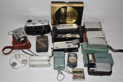 LOT ASST. MINOX/MINOLTA SPY CAMERAS & ACCESS., C. 1960