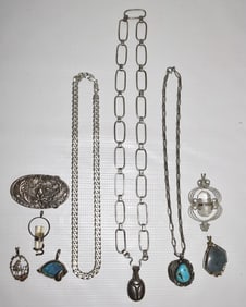 LARGE LOT ASSORTED STERLING STONE MOUNTED JEWELRY