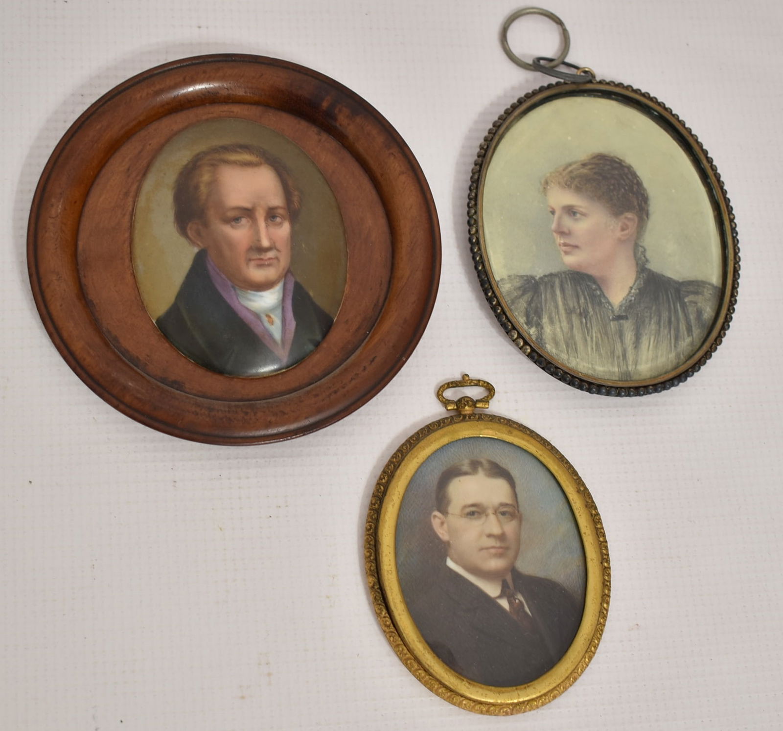 LOT (3) AMERICAN H/P PORTRAIT MINIATURES, 19TH C. (1 of 9)