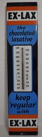 FINE EX-LAX ENAMELED PORCELAIN THERMOMETER, C. 1930/40