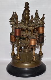 EXCEPTIONAL VICT. GILT BRONZE SEWING BIRD/SPOOL TREE