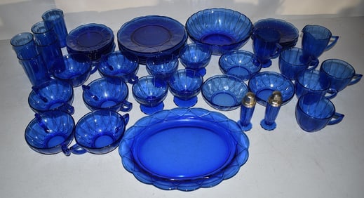 LARGE LOT ASSORTED NEWPORT COBALT GLASS, 20TH C.