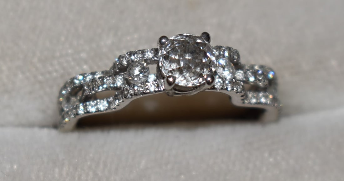 ART DECO 14KT WHITE GOLD/DIAMOND RING, 1.9 DWT, SZ. 6 (1 of 8)