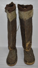 NORTHWEST COAST DEERSKIN BOOTS, 20TH C.