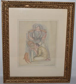 LITHOGRAPH W/C BARMHERZIGKEIT SIGNED LEOPOLD GOTTLIEB