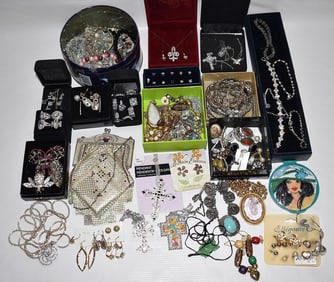LARGE LOT ASSORTED COSTUME JEWELRY INCL. STERLING