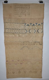 FINE LATIN VERSE SAMPLER, C. 1825, 30" X 15"