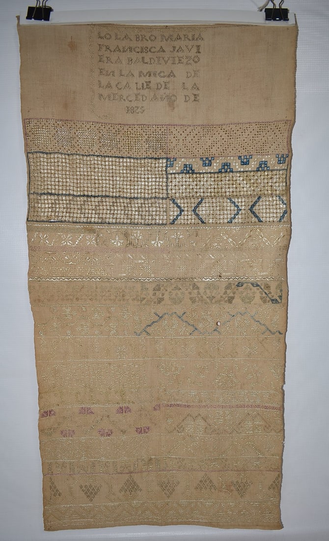 FINE LATIN VERSE SAMPLER, C. 1825, 30" X 15" (1 of 7)
