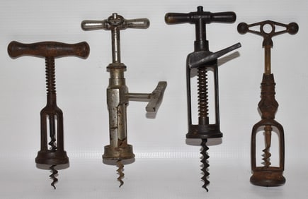 LOT (4) VINTAGE ADJUSTABLE WINE BOTTLE CORK SCREWS