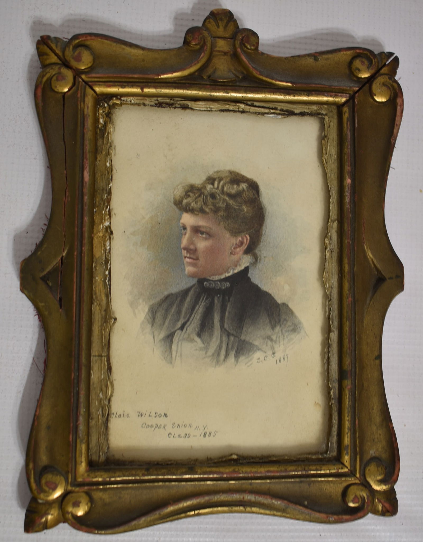 CLAIR WILSON SIGNED C.C.C. (CHARLES COURTNEY CURRAN): CLAIR WILSON SIGNED C.C.C. (CHARLES COURTNEY CURRAN 1861-1942, NY, OH, CRAGSMOORE, NY) C. 1887, H. 6 1/2" W. 4 1/4"