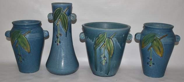 LOT (4) VINTAGE WELLER POTTERY VASES, C. 1930