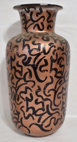ANGEL ORTIZ (A.K.A. LA II) MARKER DECORATED TALL VASE, C. 1980