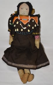 INDIAN SPIRITUAL DOLL W/COWRIE SHELLS/BEADS, 19/20TH C.