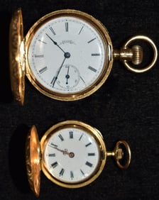 2 VICTORIAN 18KT YELLOW GOLD POCKET WATCHES INCL. ELGIN
