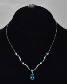 (2) 10KT W.G./TOPAZ NECKLACE & 10KT W.G./SAPPHIRE RING